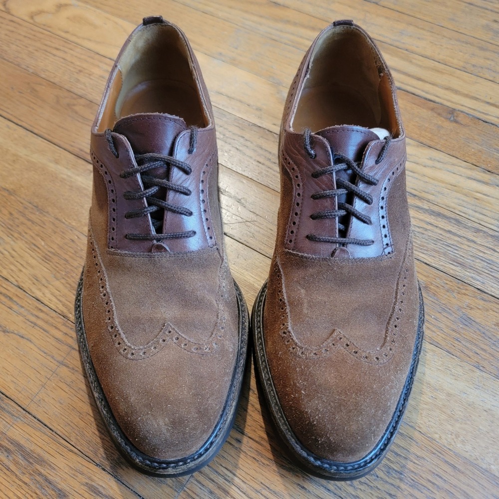 Salvatore Ferragamo Studio Men's Size 10.5B Brown Suede‎ Wingtip Oxford Derby